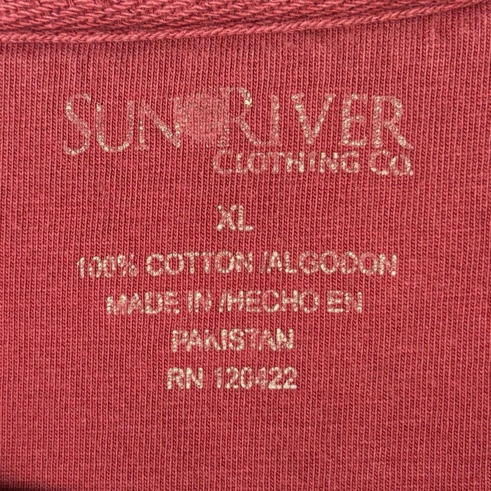 Sun River Men’s Size XL Maroon Deer Forest Graphic 100% Cotton Long Sleeved Tee - Picture 5 of 7